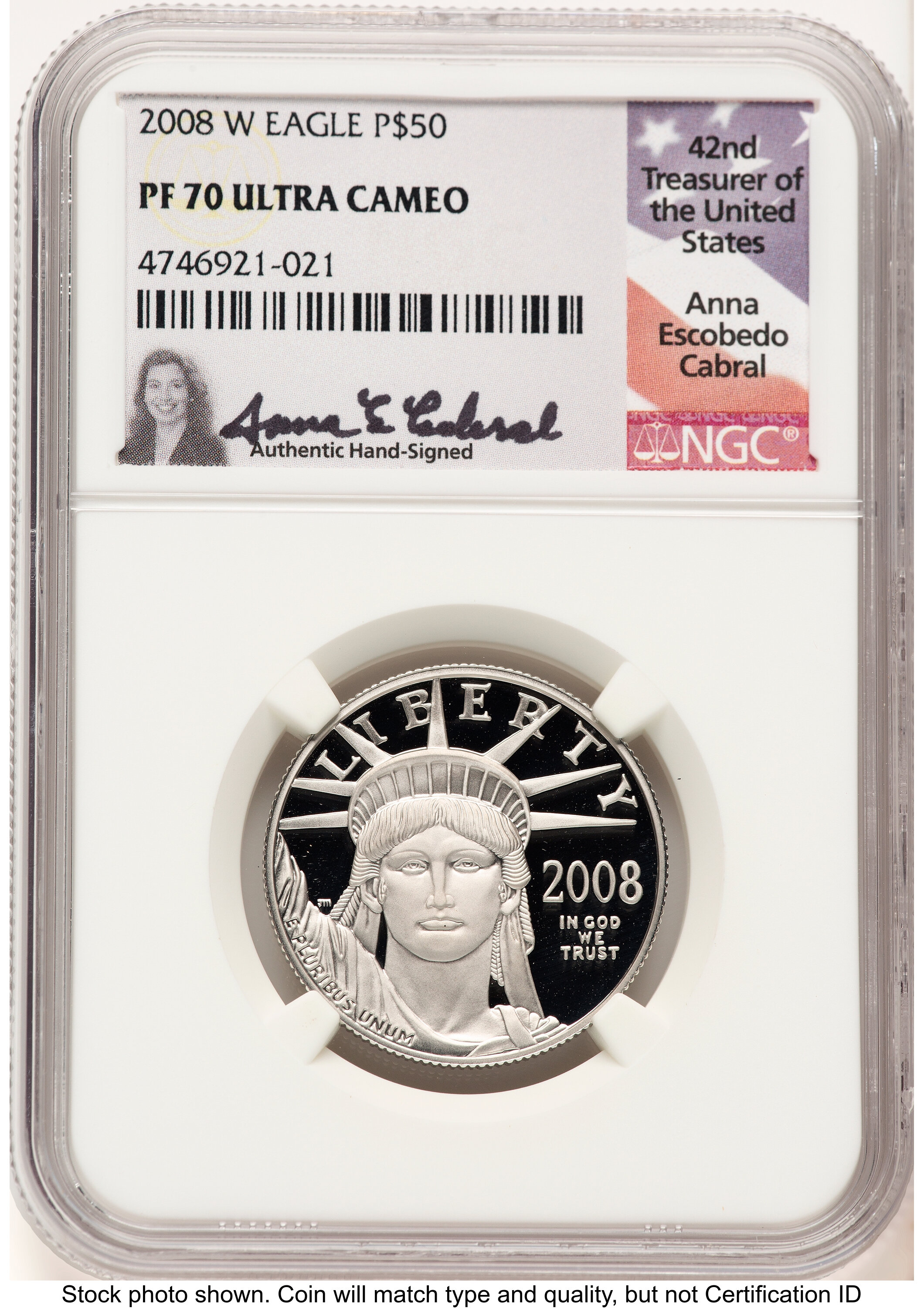 2008-W Proof Platinum Eagle 1/2 oz Anna Cabral 70 NGC