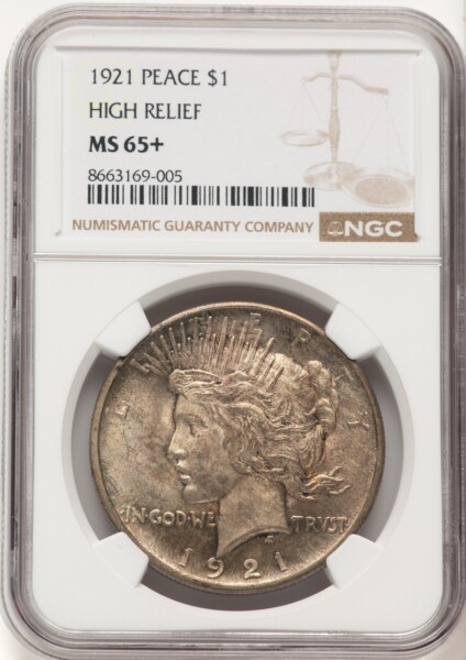 1921 S$1 Peace, MS NGC Plus 65 NGC