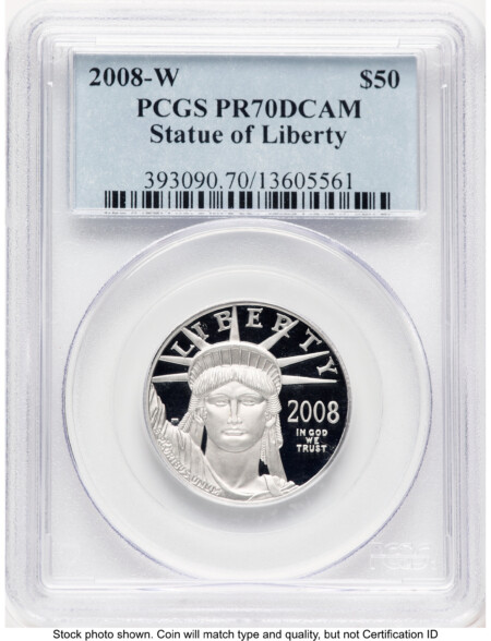 2008-W Proof Platinum Eagle 1/2 oz Blue Label 70 PCGS