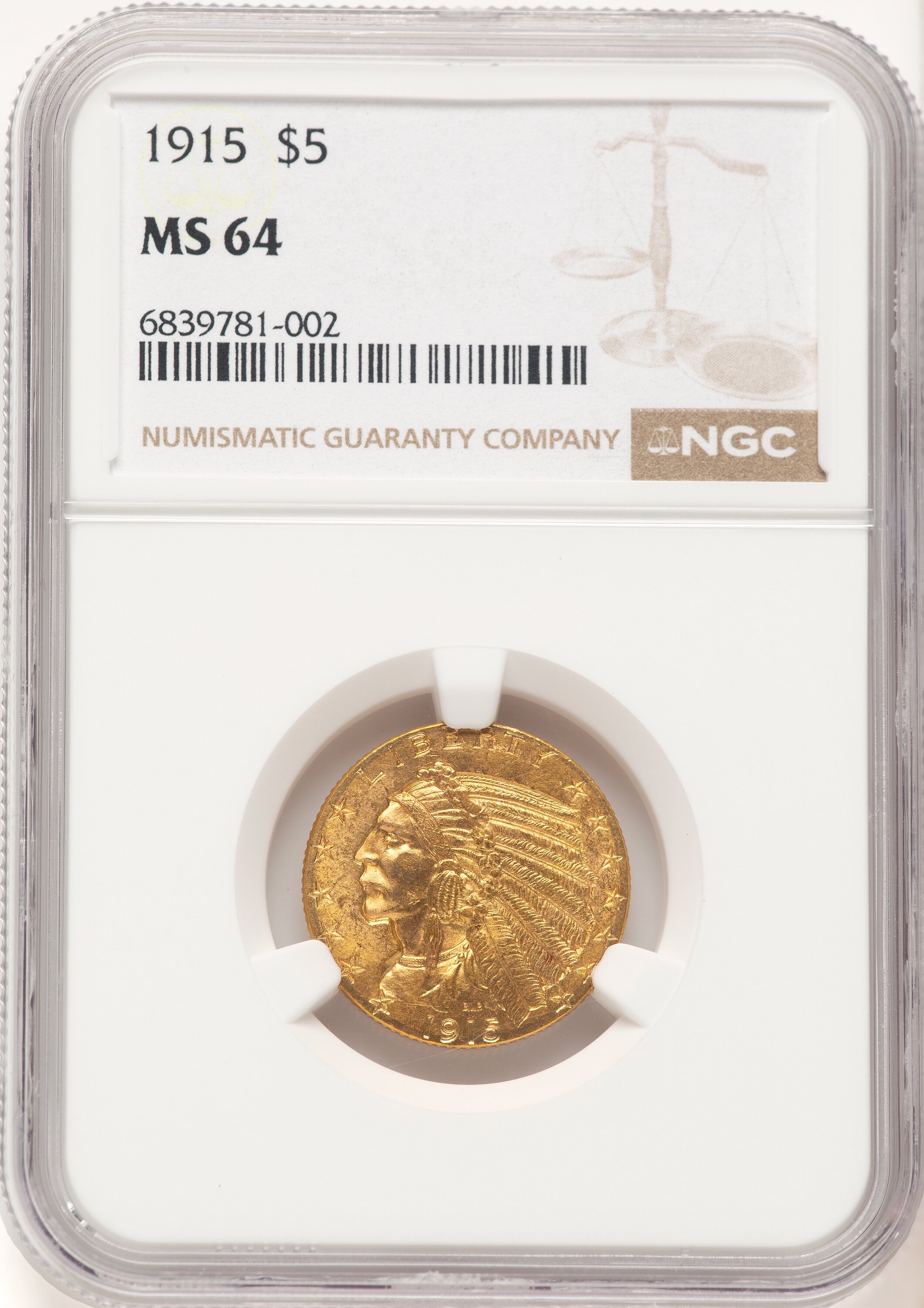1915 $5 64 NGC