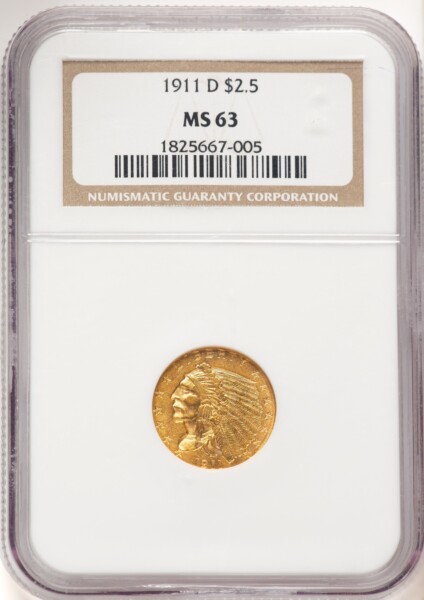 1911-D $2 1/2 63 NGC
