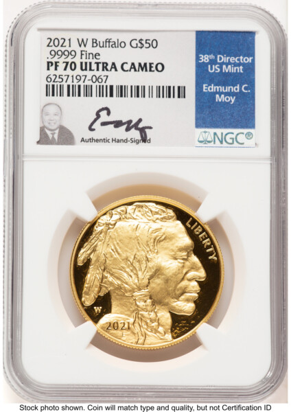 2021-W Proof Gold Buffalo 1 oz Ed Moy 70 NGC