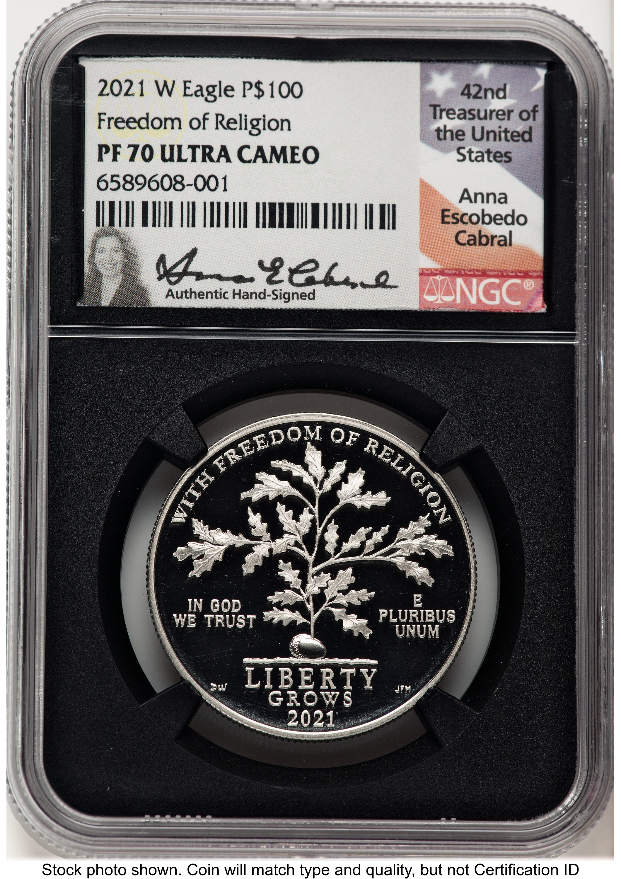 2021-W Proof Platinum Eagle 1 oz Anna Cabral Blk Core 70 NGC