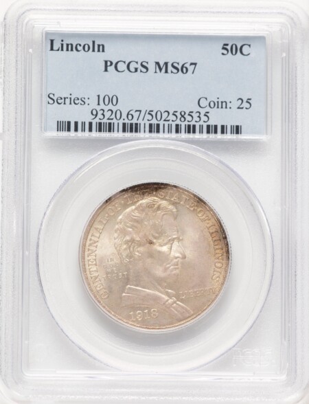 1918 50C Lincoln, MS 67 PCGS