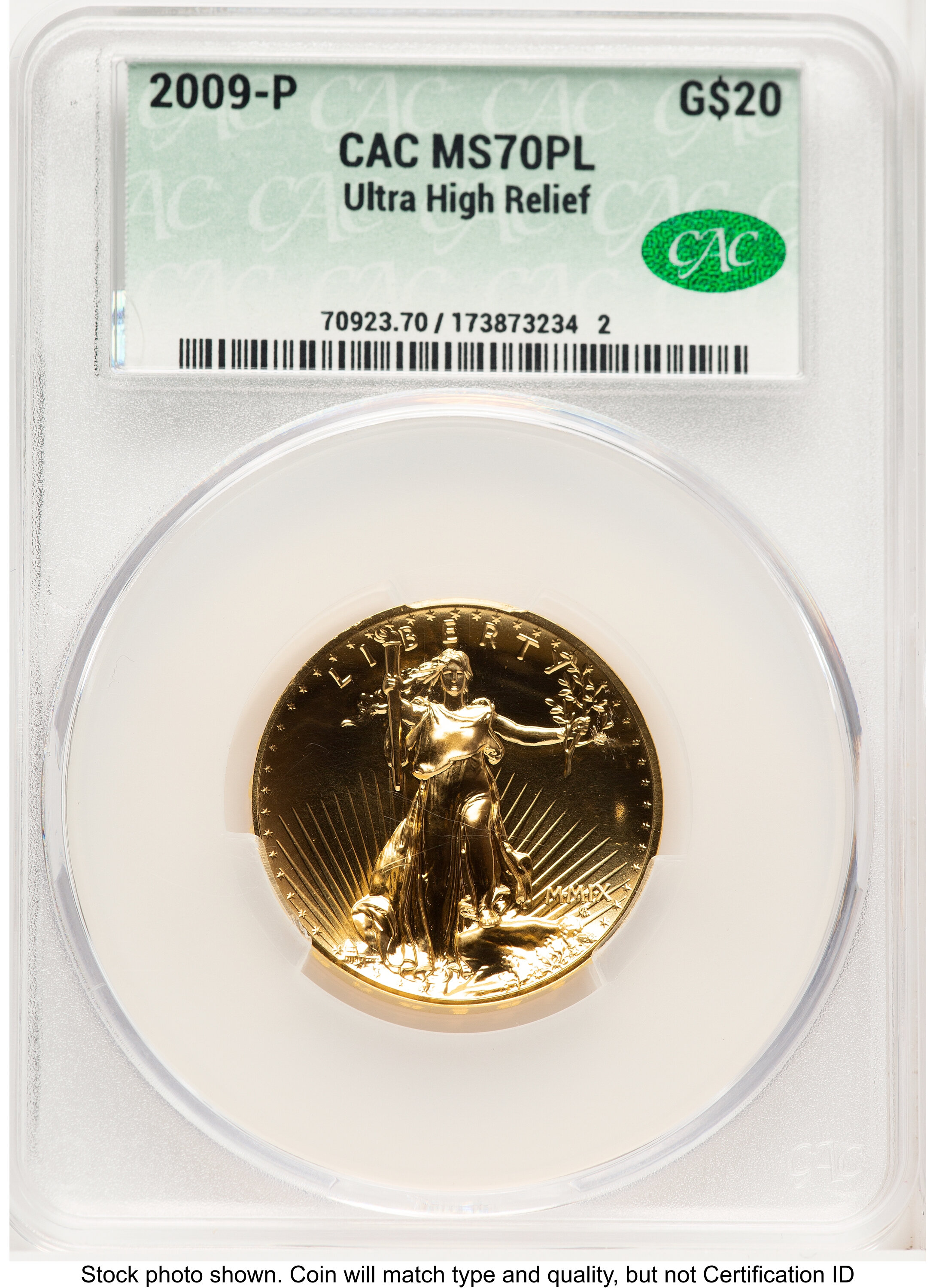 2009 G$20 Ultra High Relief, PL Non Designation 70 CACG