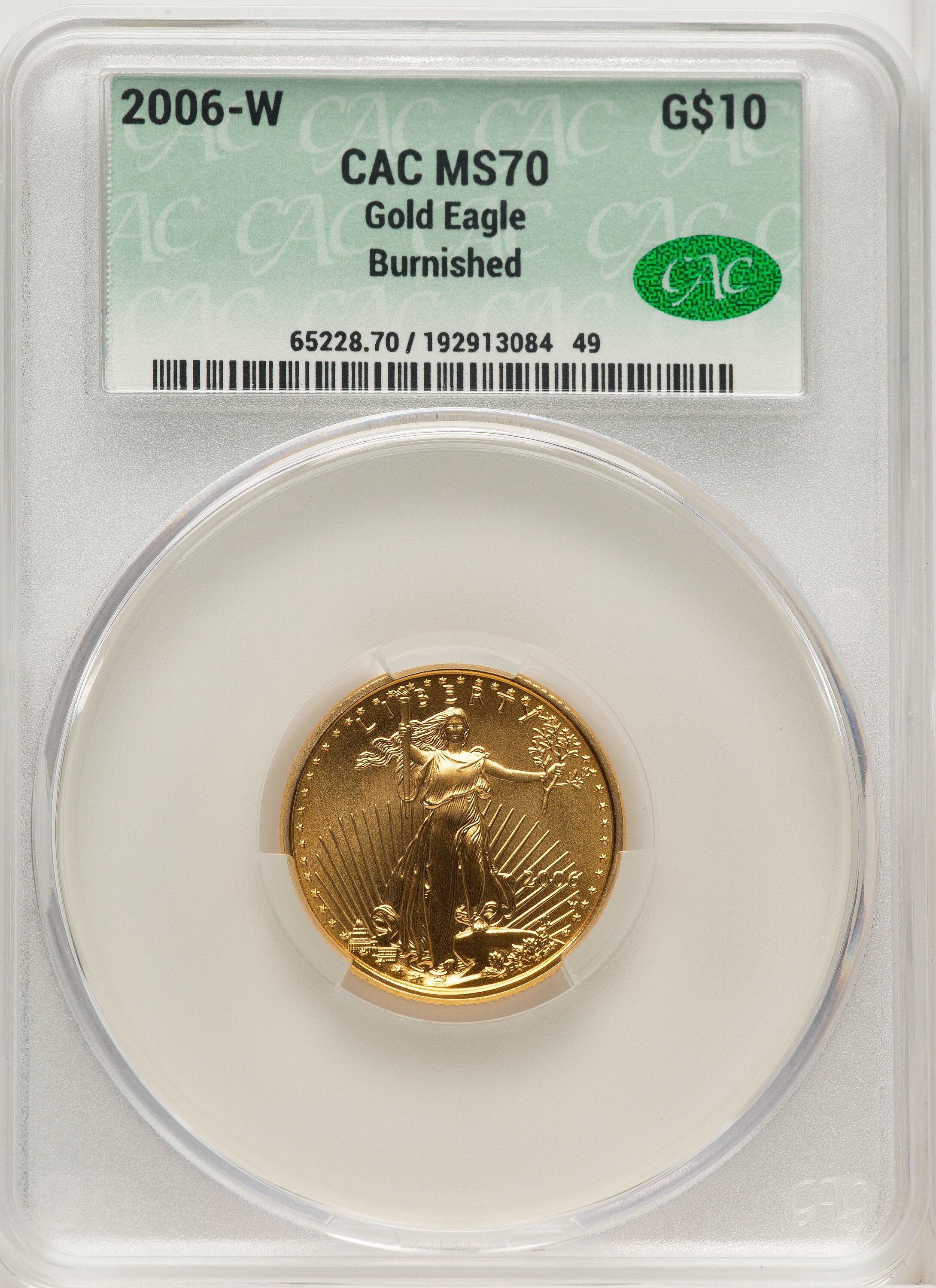 2006-W Burnished Gold Eagle 1/4 oz Non Designation 70 CACG