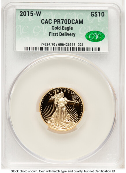 2015-W Proof Gold Eagle 1/4 oz First Delivery 70 CACG