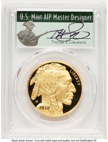 2020-W Proof Gold Buffalo 1 oz FDI Thomas Cleveland Minuteman 70 PCGS