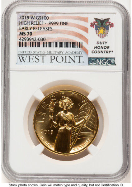 2015-W G$100 American Liberty High Relief ER West Point Duty Honor Country 70 NGC
