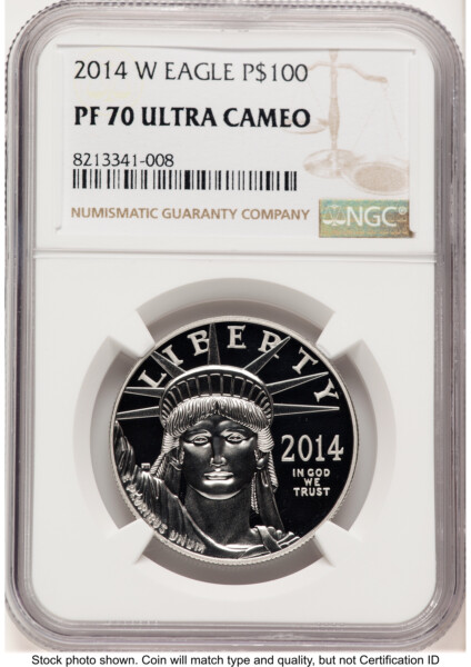 2014-W Proof Platinum Eagle 1 oz Brown Label 70 NGC