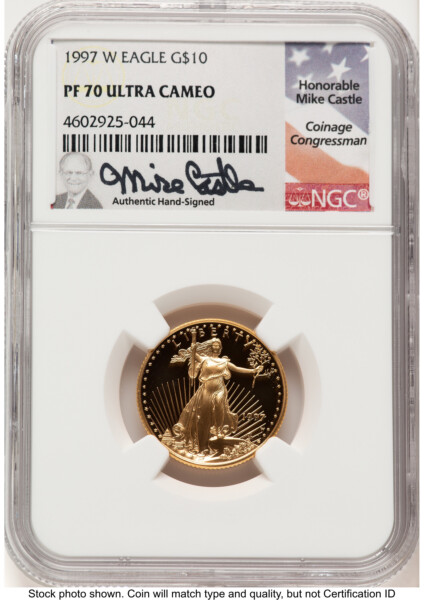 1997-W Proof Gold Eagle 1/4 oz Mike Castle 70 NGC