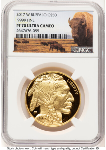 2017-W Proof Gold Buffalo 1 oz Bison Label 70 NGC