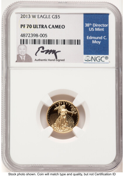 2013-W Proof Gold Eagle 1/10 oz Ed Moy 70 NGC