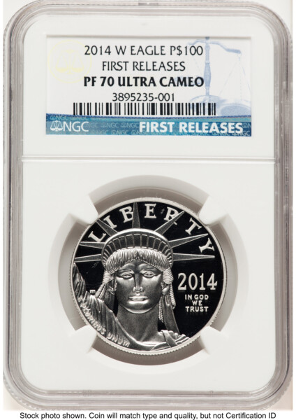 2014-W Proof Platinum Eagle 1 oz FR Blue 70 NGC
