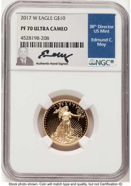 2017-W Proof Gold Eagle 1/4 oz Ed Moy 70 NGC