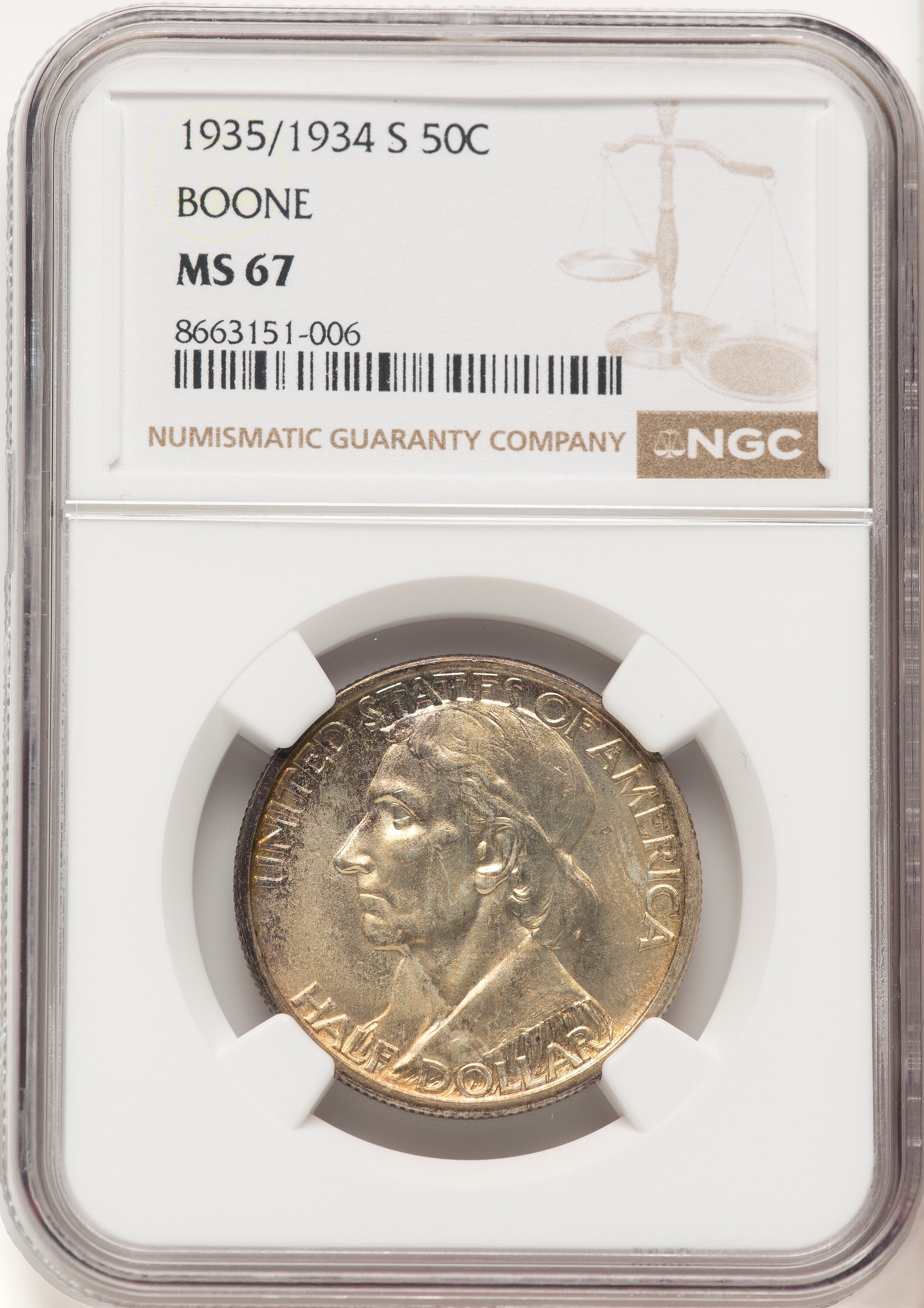 1935/34-S 50C Boone, MS 67 NGC