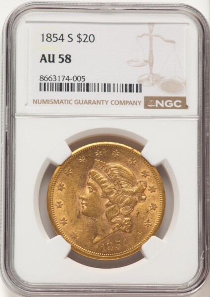1854-S $20 58 NGC