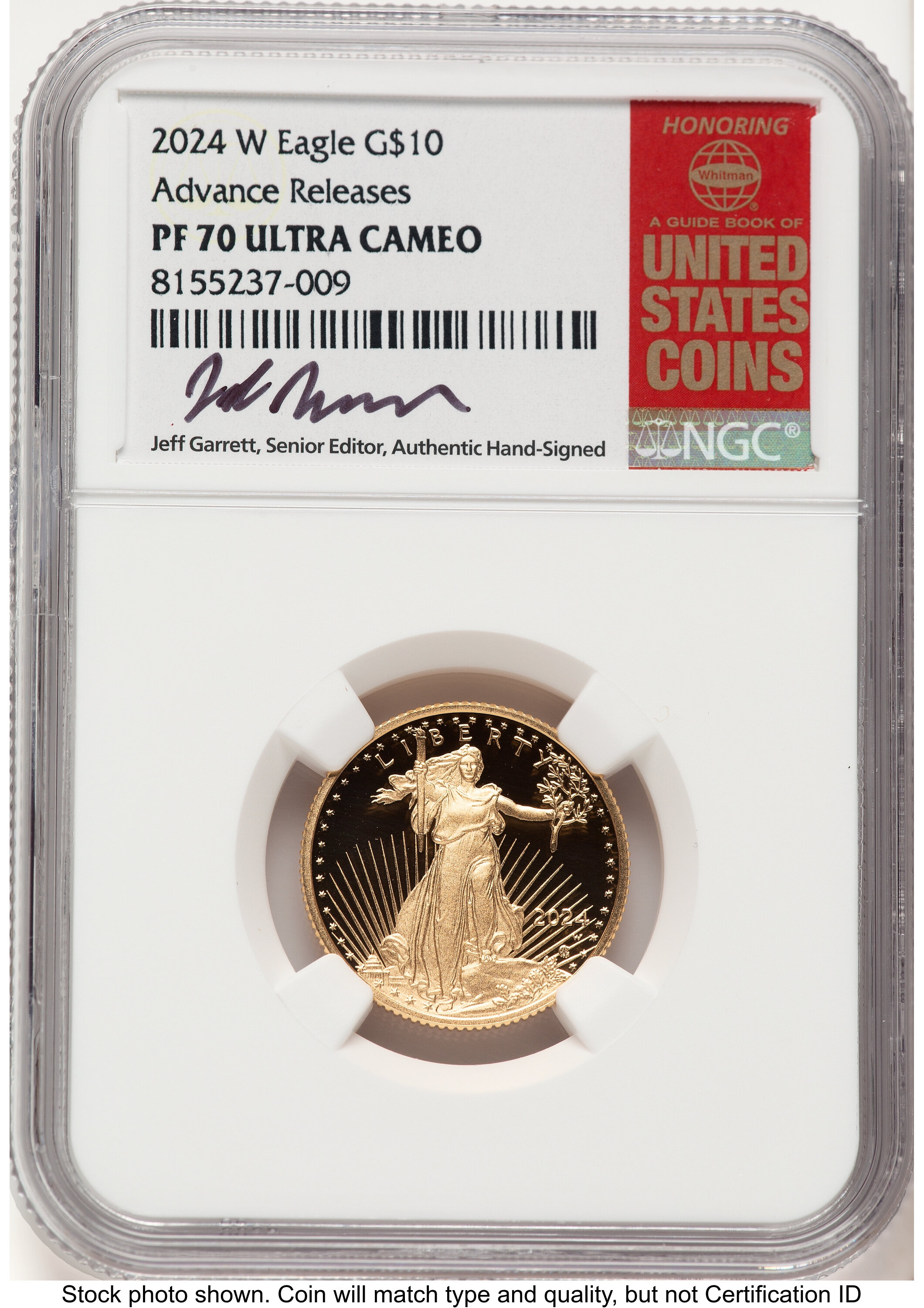 2024-W Proof Gold Eagle 1/4 oz AR Jeff Garrett Red Book 70 NGC