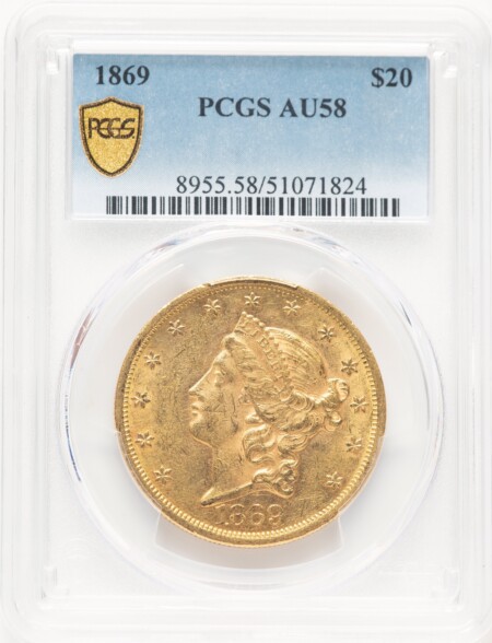 1869 $20 PCGS Secure 58 PCGS