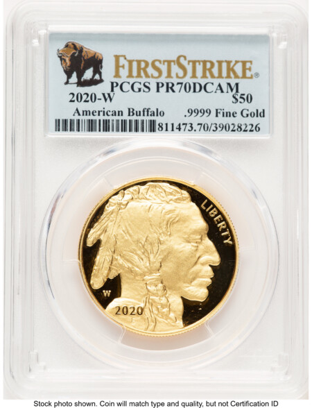 2020-W Proof Gold Buffalo 1 oz FS Bison Label 70 PCGS