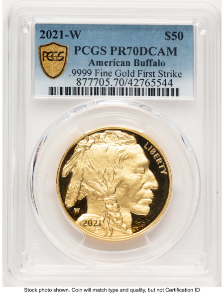 2021-W Proof Gold Buffalo 1 oz Blue Gradient 70 PCGS