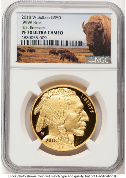 2018-W Proof Gold Buffalo 1 oz FR Bison Label 70 NGC