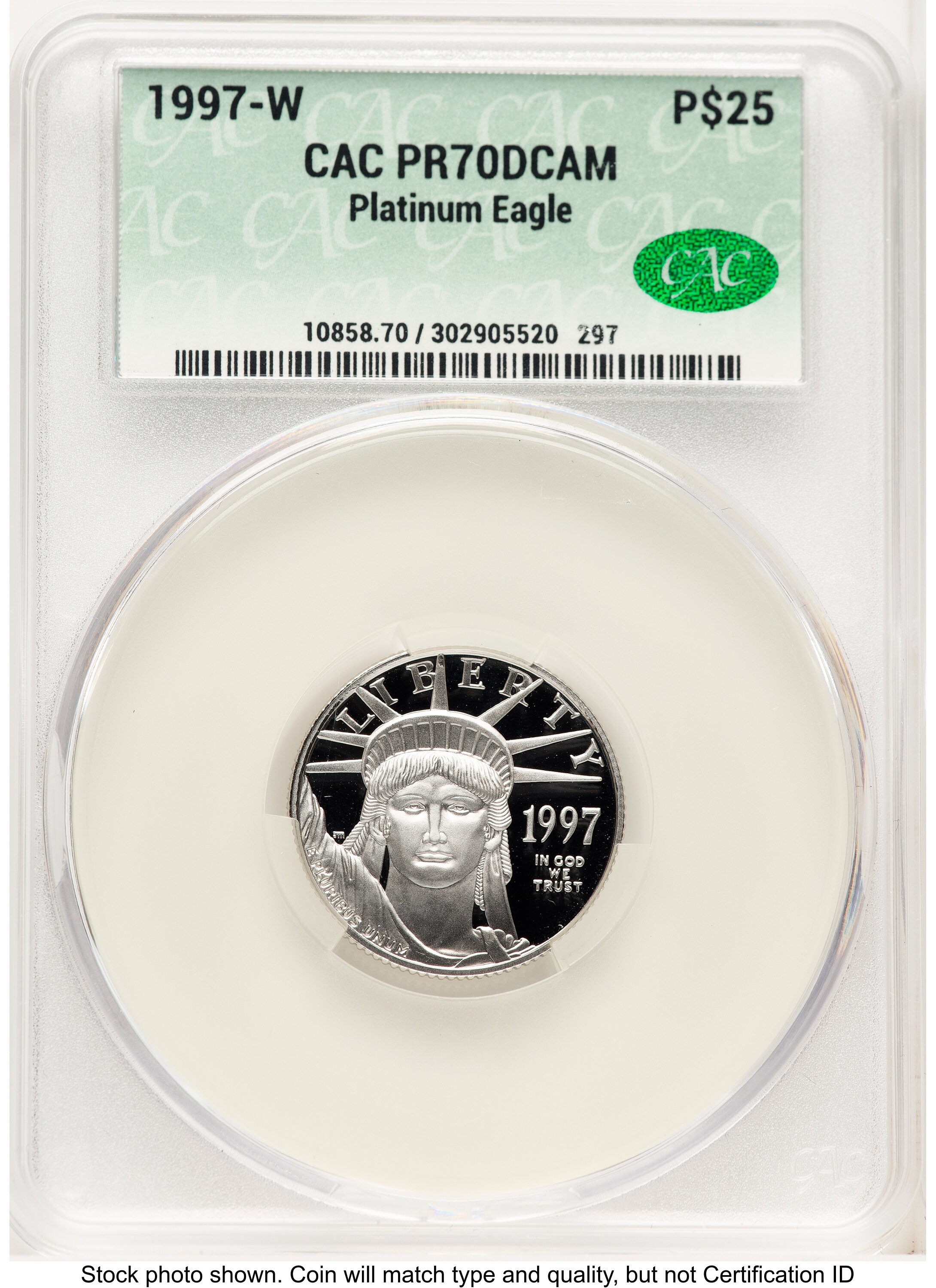 1997-W Proof Platinum Eagle 1/4 oz Non Designation 70 CACG