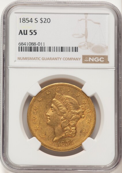 1854-S $20 55 NGC