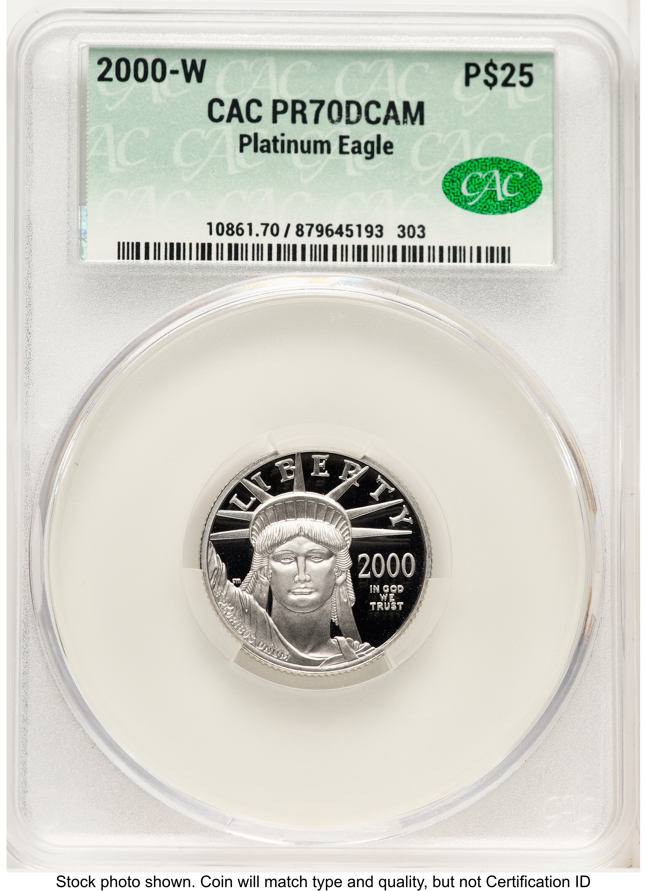 2000-W Proof Platinum Eagle 1/4 oz Non Designation 70 CACG