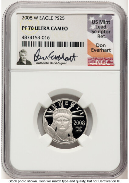 2008-W Proof Platinum Eagle 1/4 oz Don Everhart 70 NGC