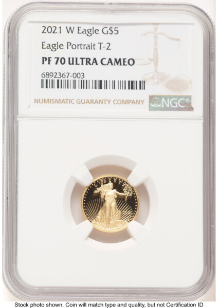 2021-W Type 2 Proof Gold Eagle 1/10 oz Brown Label 70 NGC