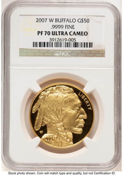 2007-W Proof Gold Buffalo 1 oz Brown Label 70 NGC
