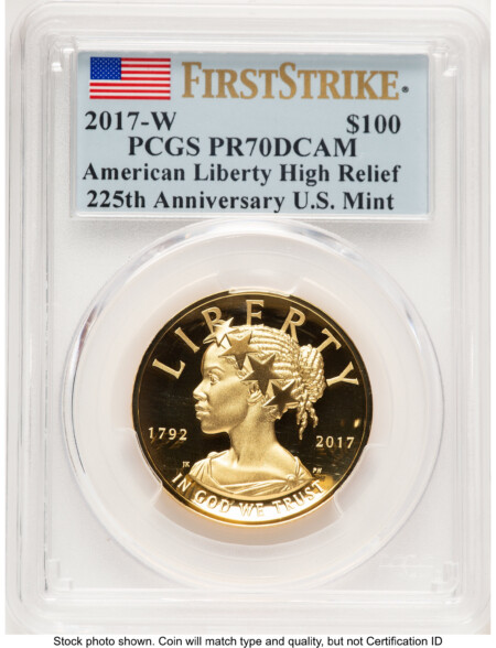 2017-W G$100 American Liberty High Relief, DC FS Flag 70 PCGS