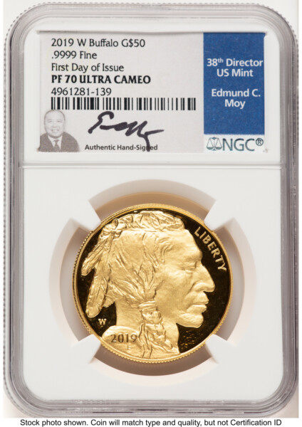 2019-W Proof Gold Buffalo 1 oz FDI Ed Moy 70 NGC