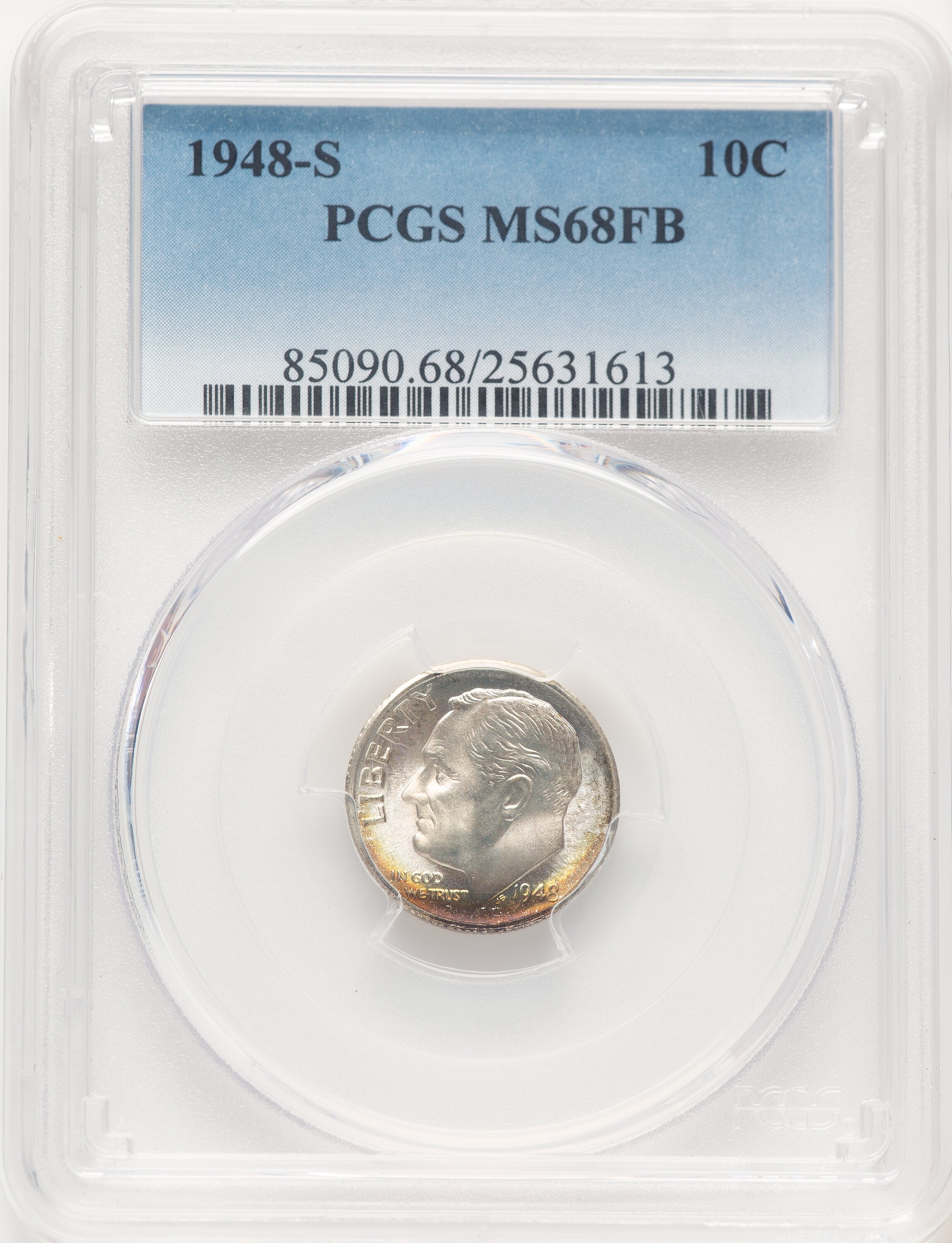 1948-S 10C, FB PCGS Secure 68 PCGS