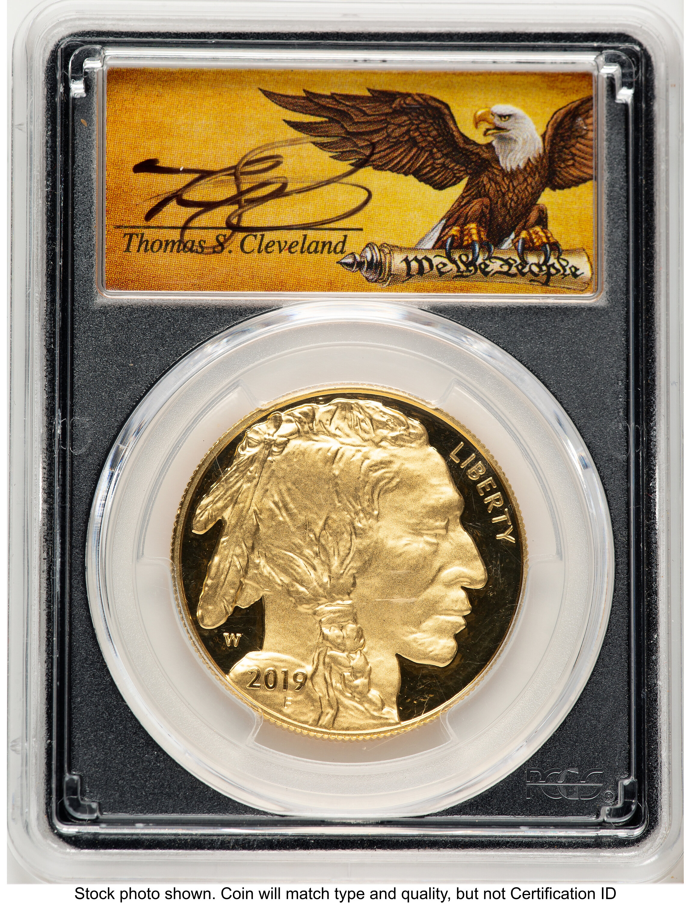 2019-W Proof Gold Buffalo 1 oz FDI Thomas Cleveland Scroll Blk Core 70 PCGS
