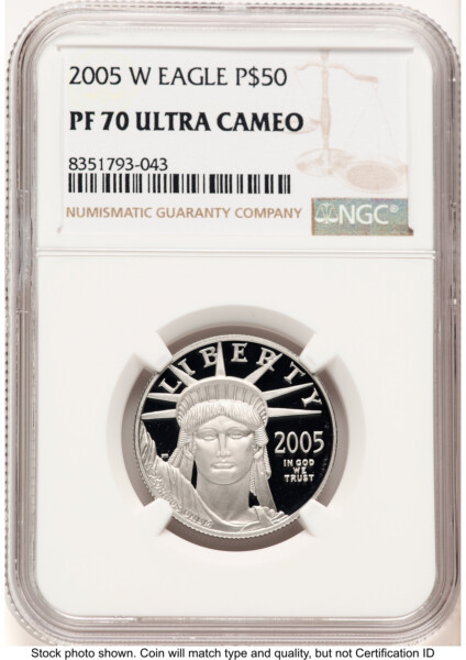 2005-W Proof Platinum Eagle 1/2 oz Brown Label 70 NGC