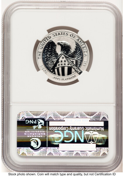 2007-W Reverse Proof Platinum Eagle 1/2 oz 10th Anniversary Label 70 NGC