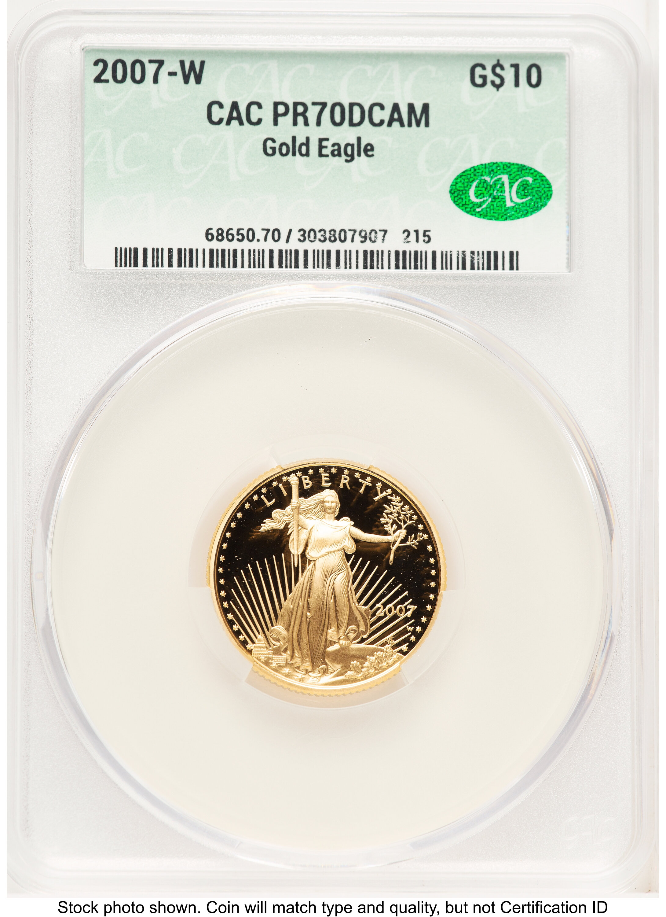2007-W Proof Gold Eagle 1/4 oz Non Designation 70 CACG