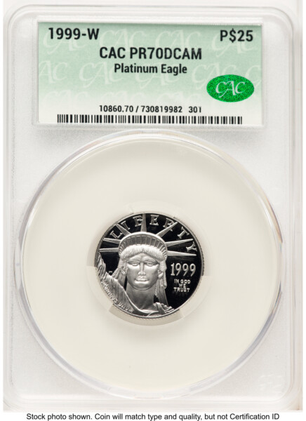 1999-W Proof Platinum Eagle 1/4 oz Non Designation 70 CACG