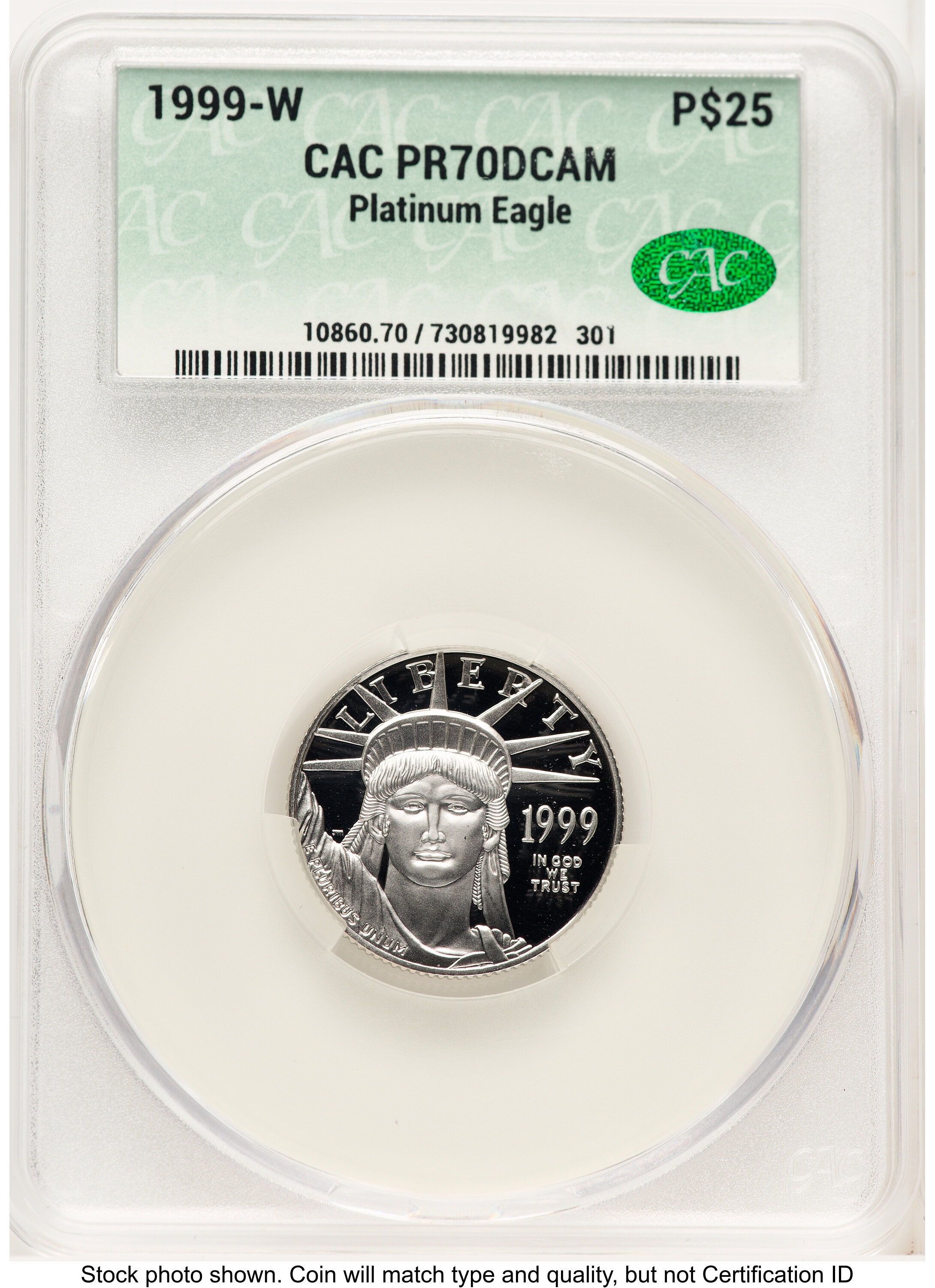 1999-W Proof Platinum Eagle 1/4 oz Non Designation 70 CACG