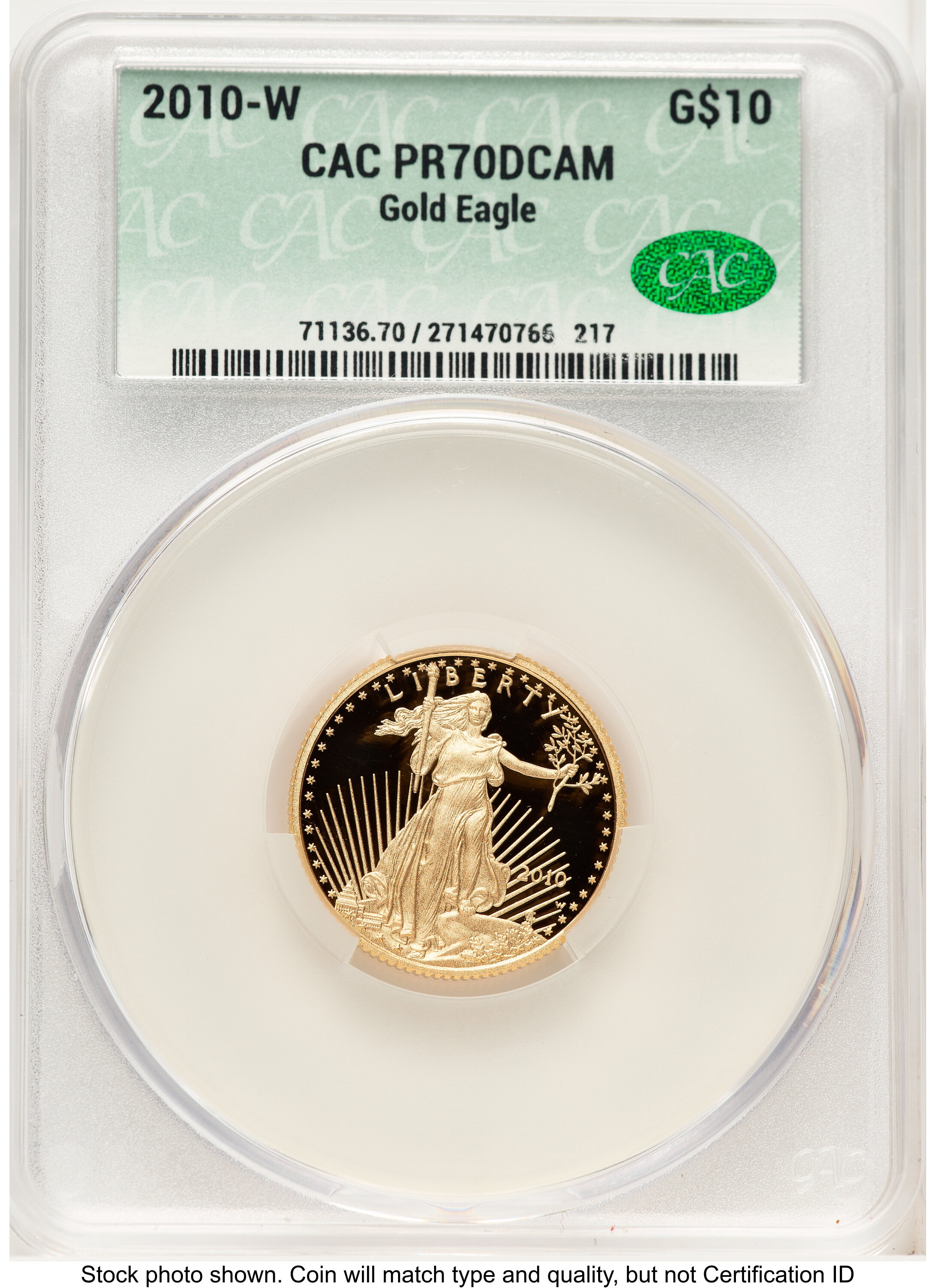 2010-W Proof Gold Eagle 1/4 oz Non Designation 70 CACG