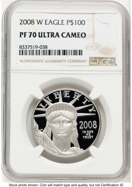2008-W Proof Platinum Eagle 1 oz Brown Label 70 NGC