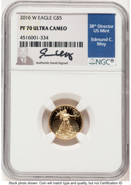 2016-W Proof Gold Eagle 1/10 oz Ed Moy 70 NGC