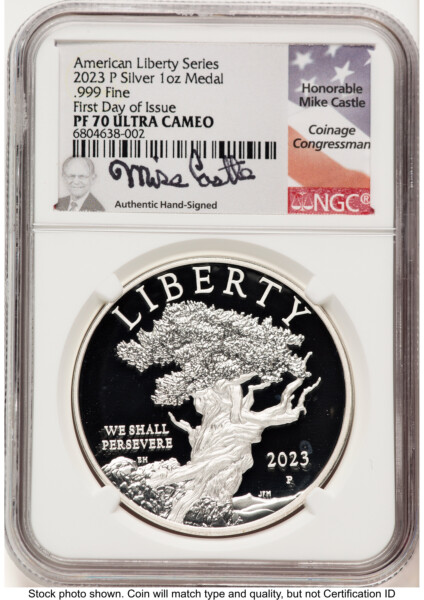 2023-P Silver American Liberty High Relief Medal FDI Mike Castle 70 NGC