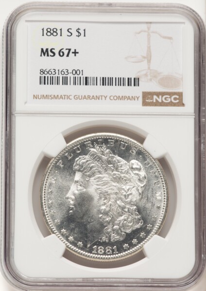 1881-S S$1 NGC Plus 67 NGC