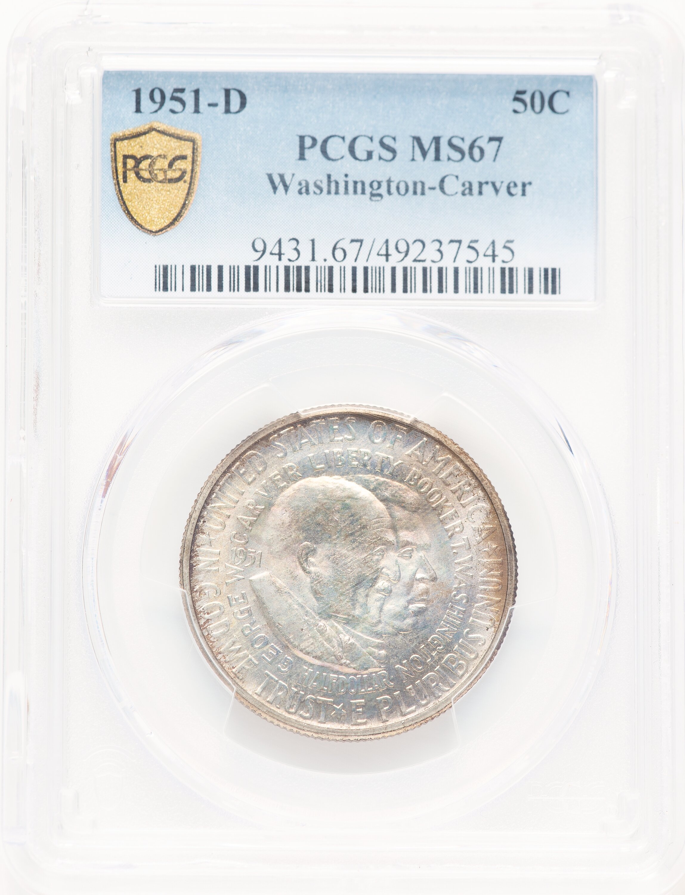 1951-D 50C Washington-Carver, MS PCGS Secure 67 PCGS