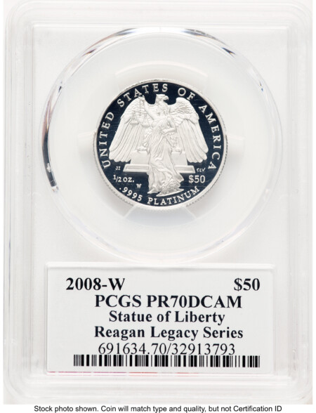 2008-W Proof Platinum Eagle 1/2 oz Reagan Legacy Series Michael Reagan 70 PCGS