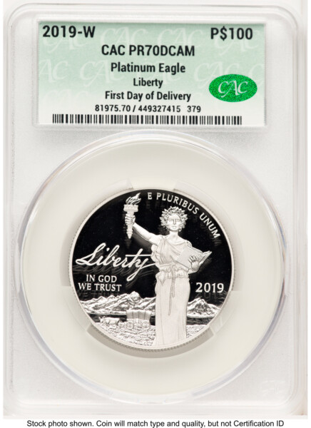 2019-W Proof Platinum Eagle 1 oz First Day Of Delivery 70 CACG