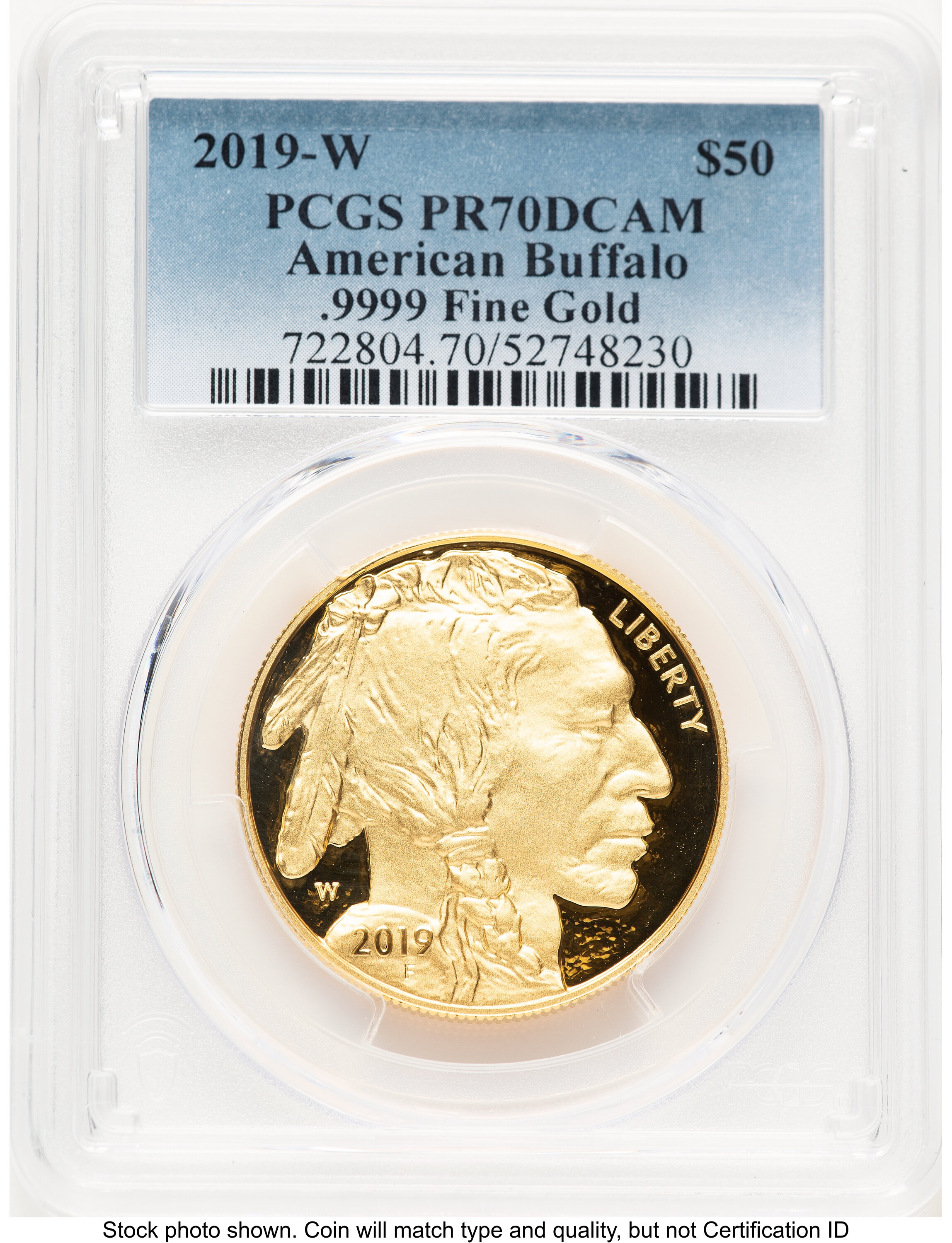 2019-W Proof Gold Buffalo 1 oz Blue Gradient 70 PCGS